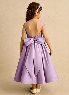 Azazie Babs Flower Girl Dresses Wisteria Ball-Gown Pleated Matte Satin Dress image6