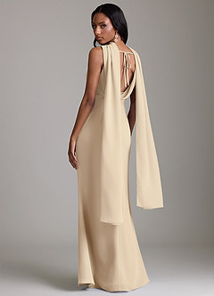 Azazie Linelle Robes de demoiselle d'honneur Robe Sirène en Mousseline de soie Plissée Champagne image10