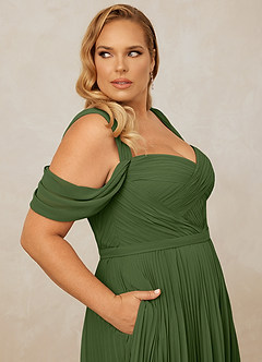 Christian Siriano Bridal for Azazie 1013 Bridesmaid Dresses Olive A-Line Off the Shoulder Chiffon Dress image11