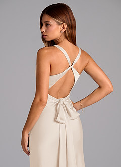 Azazie Hati Robes de demoiselle d'honneur Robe Sirène en Satin extensible Albâtre Blanc image2