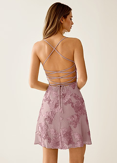 Lysandra Staubiger Flieder Stretch-Minikleid mit 3D-Blumen-Korsett image7