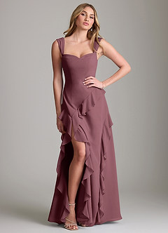 Azazie Sloane Bridesmaid Dresses Sangria A-Line Sweetheart Neckline Chiffon Dress image3