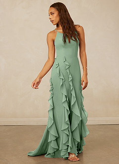 Christian Siriano Bridal for Azazie 1006 Brautjungfernkleider Meerjungfrau-Linie Gestreift Chiffon Kleid Matcha image4