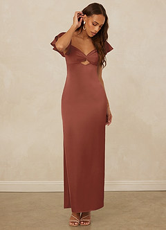 Christian Siriano Bridal for Azazie 1005 Bridesmaid Dresses Auburn Sheath Sweetheart Neckline Stretch Satin Dress image5