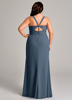 Azazie Mero Jurken voor bruidsmeisjes Jurk van Chiffon met Kolom Geplooid Neptunus image10