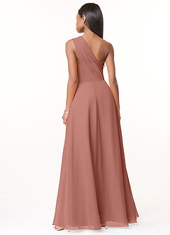 Azazie Ashley Robes de demoiselle d'honneur Robe Trapèze en Mousseline de soie Rayé Rose De Cèdre image2