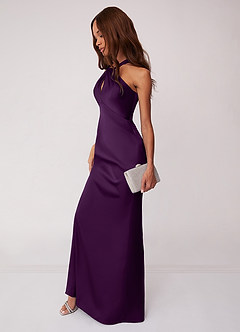 Barbie ♥ Azazie Bridesmaid Dresses Grape Sheath Stretch Satin Dress image5