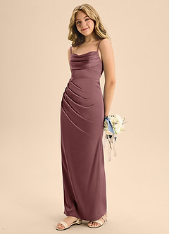Azazie Mai Junior Vintage Mauve A-Line Sweetheart Neckline Stretch Satin Dress image1