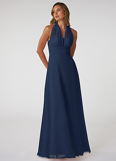 Azazie Fifi Brautjungfernkleider Wandelbar A-Linie Schulterfrei Chiffon Kleid Dunkelmarine image6