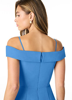 Azazie Lecia Bridesmaid Dresses Blue Jay Empire Off-The-Shoulder Pleated Chiffon Convertible Dress image5