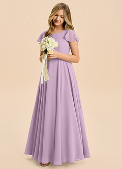 Azazie Cady Junior Wisteria A-Line Pleated Chiffon Dress image4