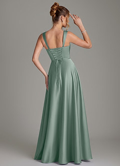 Azazie Azaria Bridesmaid Dresses Silver Sage A-Line Corset Stretch Satin Dress image5