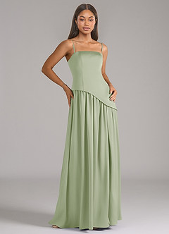 Azazie Adeline Robes de demoiselle d'honneur Robe Trapèze Convertible en Satin extensible Sans bretelle Vert Sauge image7