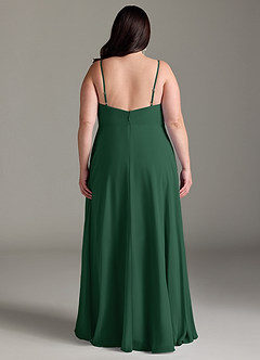Azazie Akita Vestidos de damas de honor Vestido de Verde Oscuro de Gasa de Corte en A image6
