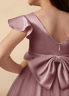 Azazie Aster Final Sale Dusty Rose A-Line with Sleeves Tulle Dress image5