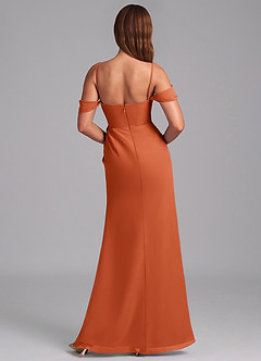 Azazie Johana Jurken voor bruidsmeisjes Converteerbaar Jurk van Chiffon met Zeemeermin Off the Shoulder Verbrande Sinaasappel image2