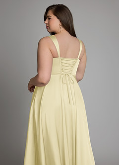 Azazie Azaria Brautjungfernkleider A-Linie Korsett Stretch-Satin Kleid Zitronensorbet image13