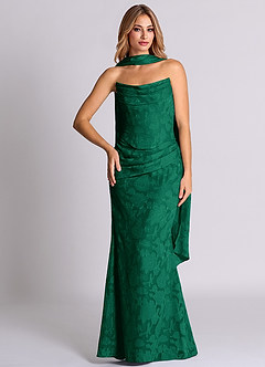 Azazie Sorrel Abiti da Damigella Abito Convertibile Sirena in Burnout Floreale Corsetto Smeraldo image5