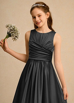 Azazie Ducky Girls Formal Flower Girl Klänningar Klä A-Line i Stretch Satin Plisserad image6