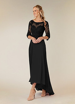 Azazie Monza Mother of the Bride Dresses Black A-Line Lace Chiffon Dress image2