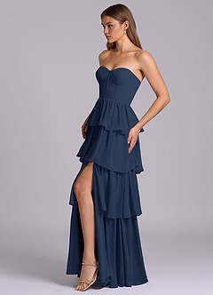 Azazie Faye Bridesmaid Dresses Dark Navy A-Line Sweetheart Neckline Chiffon Dress image3