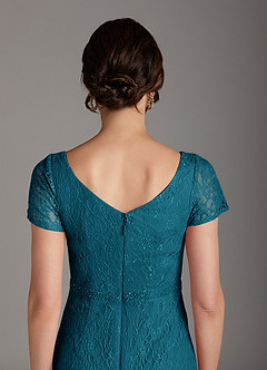 Azazie Lucilia Mother of the Bride Dresses Ink Blue Sheath Lace Dress image6