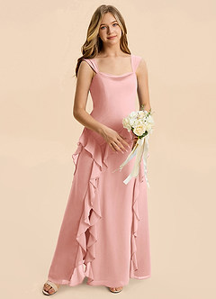 Azazie Sloane Junior Robe Trapèze en Mousseline de soie Encolure en Forme de Cœur Rosette image3