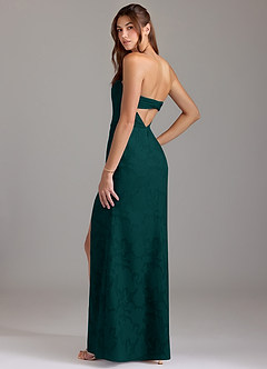 Azazie Leonis Robes de demoiselle d'honneur Robe Fourreau Convertible en Blumen-Burnout Sans bretelle Vert Pin image3
