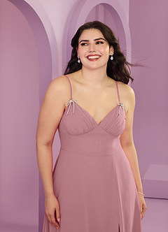 Barbie ♥ Azazie Bridesmaid Dresses Dusty Rose A-Line with Pockets Chiffon Dress image11