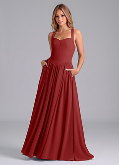 Azazie Francis Bridesmaid Dresses Rust A-Line Corset Chiffon Dress image1