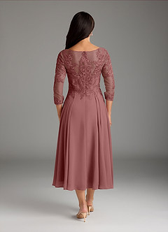 Azazie Marge Mother of the Bride Dresses Desert Rose A-Line Scoop Lace Chiffon Dress image3