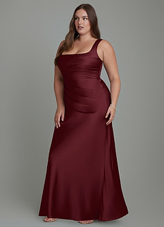 Azazie Agustina Abiti da Damigella Abito Sirena in Raso Elasticizzato Corsetto Cabernet image11