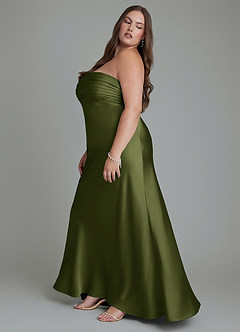 Azazie Saylor Bridesmaid Dresses Olive Mermaid Strapless Stretch Satin Dress image13