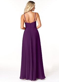 Azazie Moira Robes de demoiselle d'honneur Robe Trapèze en Mousseline de soie Décolleté Grain De Raisin image2