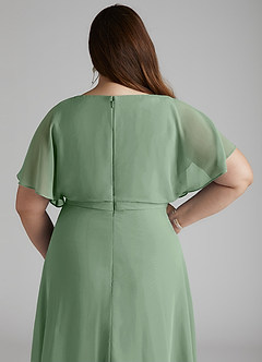 Azazie Aaliyah Modest Bridesmaid Dresses A-Line Scoop Pleated Chiffon Floor-Length Dress image10