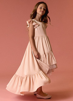 Barbie ♥ Azazie Flower Girl Dresses English Rose A-Line Lace Stretch Satin Dress image3