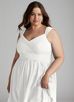 Azazie Angie Bridesmaid Dresses White A-Line Corset Chiffon Dress image12