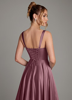Azazie Azaria Rochii de domnișoară de onoare A-Line Corset Satin elastic Lungime până la podea Rochie image2