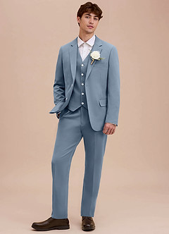 front Ethan 더스티 블루 리파인드 위브 3피스 슈트