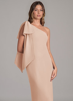 Azazie Capri Bridesmaid Dresses English Rose A-Line One Shoulder Chiffon Dress image7