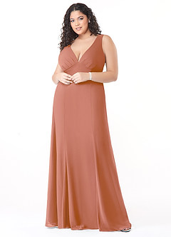 Azazie Christiana Bridesmaid Dresses MAI TAI A-Line V-Neck Pleated Chiffon Dress image7
