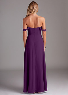 Azazie Aaron Bridesmaid Dresses Grape A-Line Off the Shoulder Chiffon Convertible Dress image3