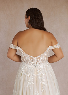 Azazie Wendie Wedding Dresses Diamond White Champagne A-Line Sequins Tulle Dress image17