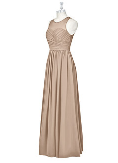 Azazie Nina Bridesmaid Dresses Taupe A-Line Pleated Chiffon Dress image7