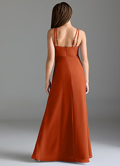 Azazie Leo Junior Burnt Orange Mermaid Pleated Chiffon Dress image2