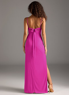 Azazie Mai Bridesmaid Dresses Fuchsia Sheath Pleated Mesh Dress image5