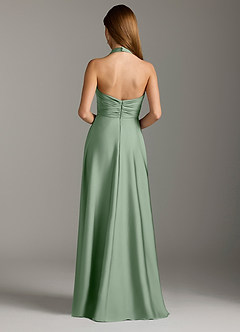 Azazie Tessie Bridesmaid Dresses Matcha A-Line Pleated Stretch Satin Dress image2