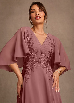 Azazie Tilda Abiti per la Madre della Sposa Abito A-Line in Chiffon Pizzo Rosa Del Deserto image5