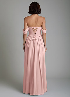 Azazie Loisa Robes de demoiselle d'honneur Robe Trapèze Convertible en Mousseline de soie Corset Rose Poudré image2