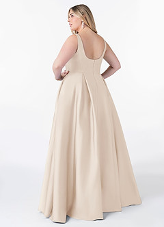 Azazie Neve Bridesmaid Dresses White Alabaster Ball-Gown with Pockets Stretch Satin Dress image8